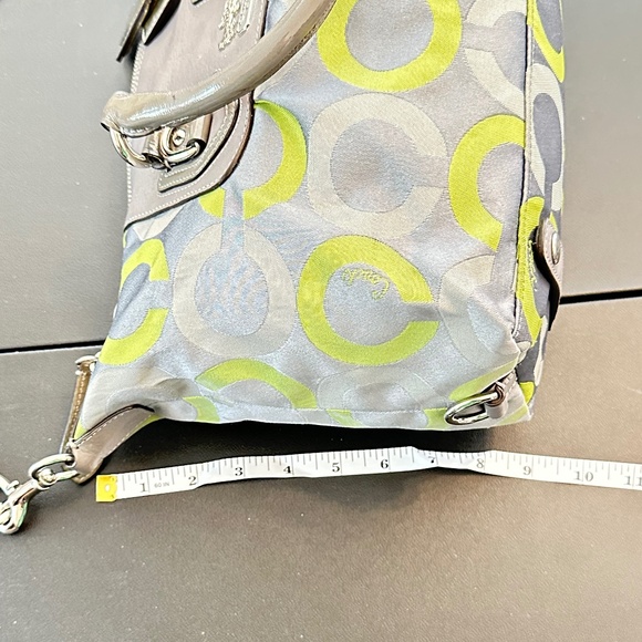 COACH Sabrina Signature Gray/Lime Green Op Art Satchel Handbag #D0971-13861 - Picture 8 of 16